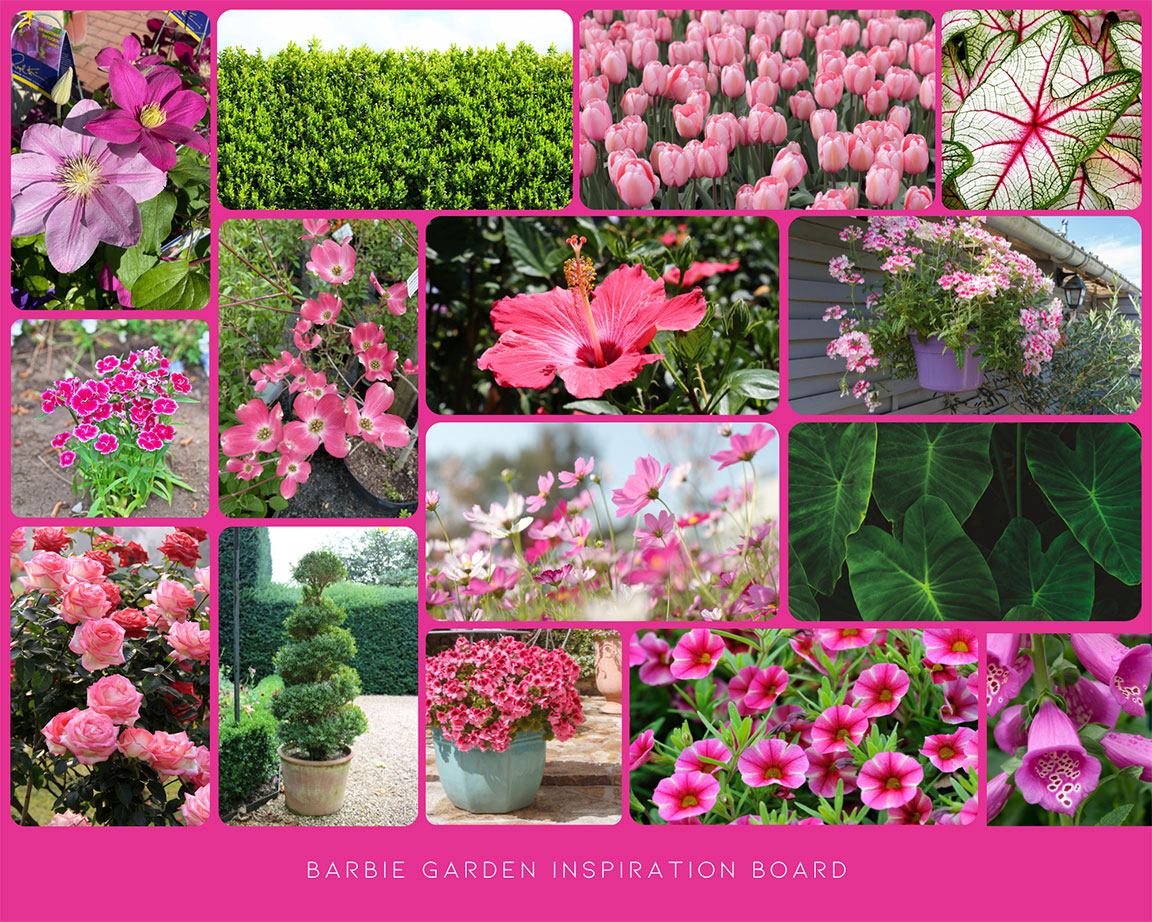 Barbie inspired garden collage board