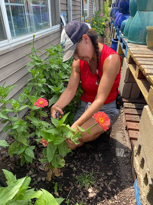 Jenn with Zinnias