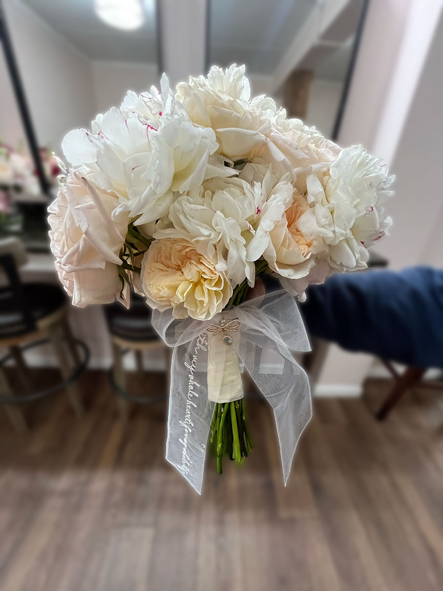Bridal bouquet, white flowers.