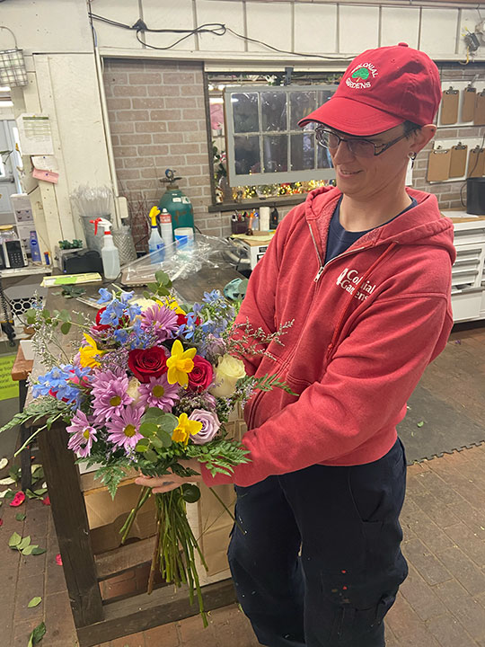 Colonial Gardens assistant florist, Beck.