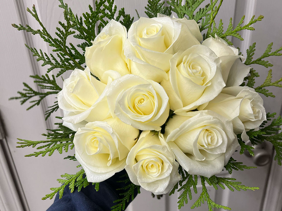 Wedding bouquet of white flowers.