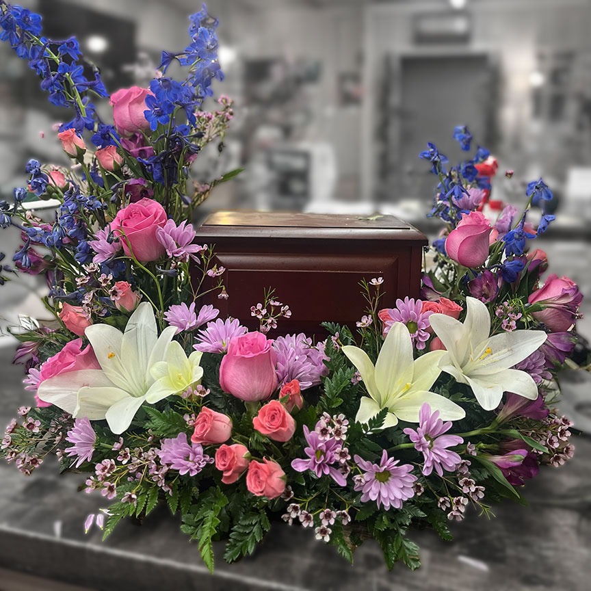 Urn flower piece with urn.