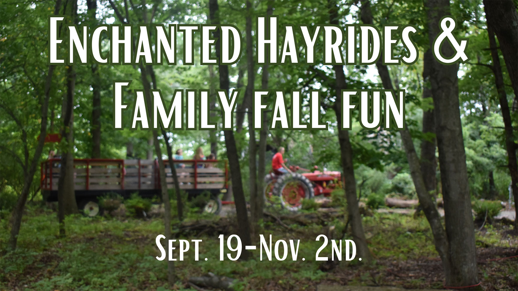 Enchanted hayrides & family fall fun Sept 19-Nov 2, 2026 at Colonial Gardens.